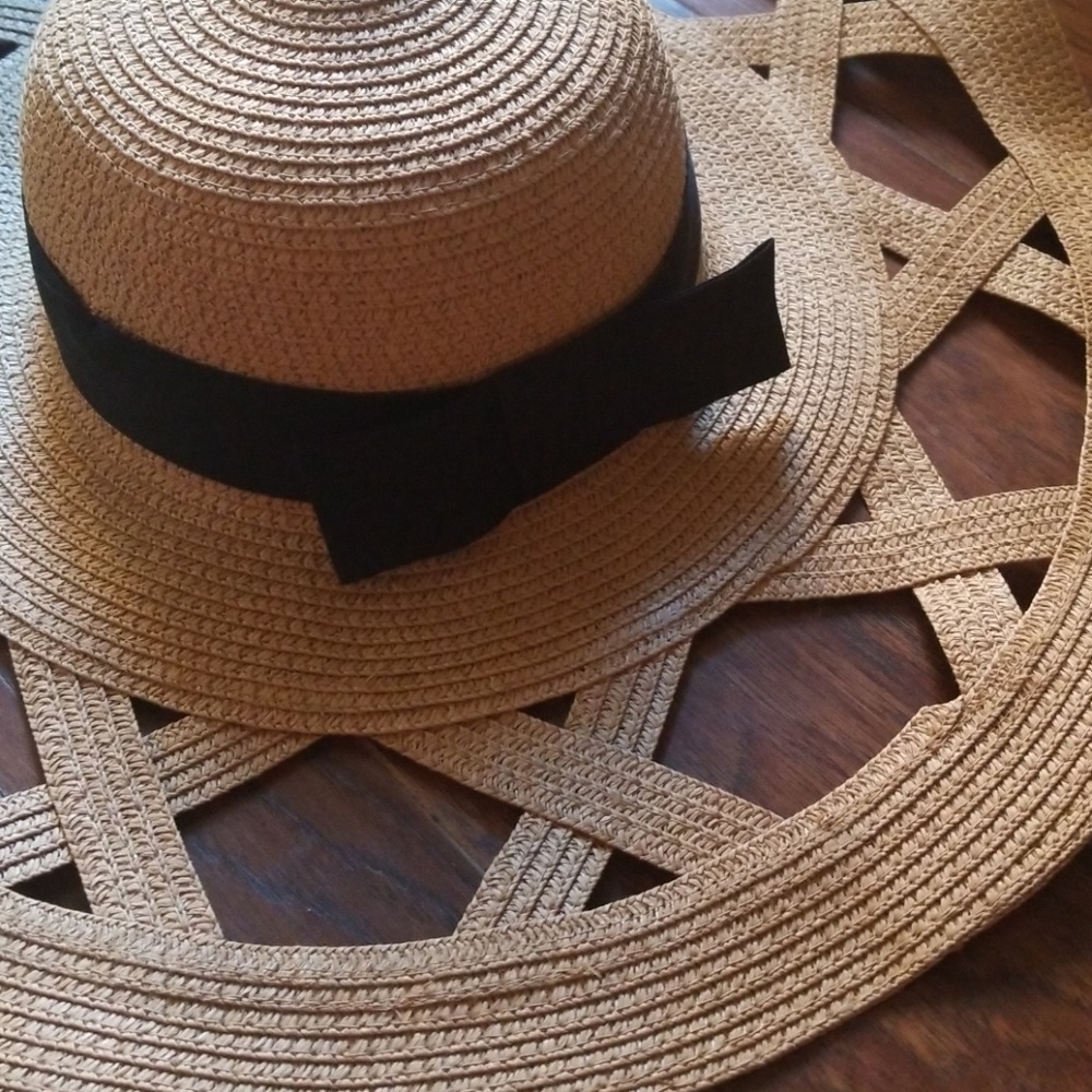 Straw sun hat with patterned cut outs